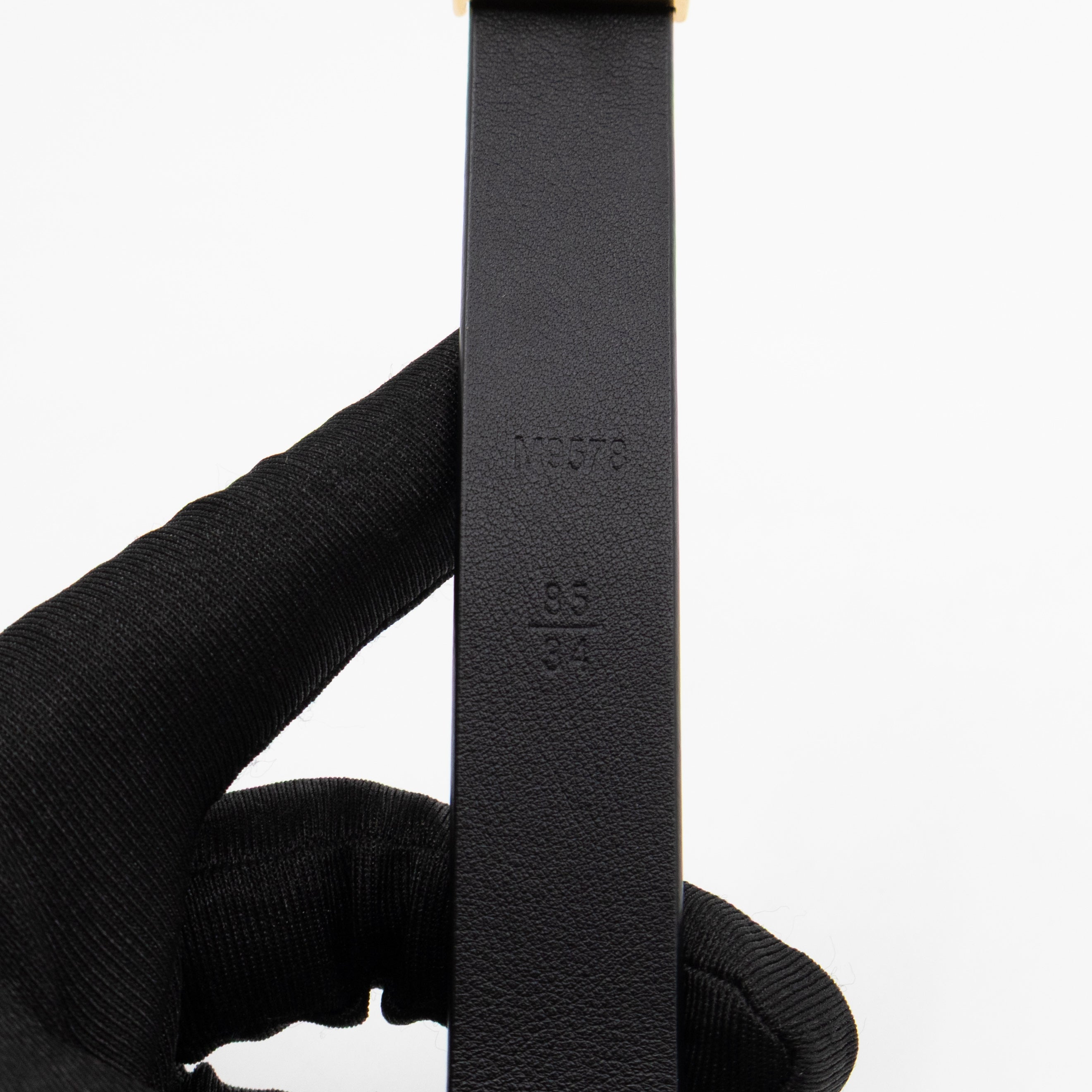 Initials 20 mm Belt Black Leather 85 cm