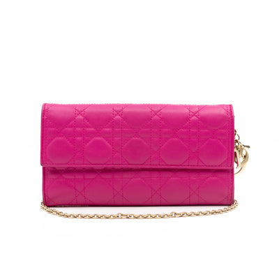 Lady Dior Wallet on Chain Pink Leather