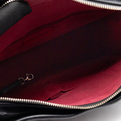 Gabrielle Hobo Medium Black Calfskin Leather