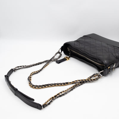 Gabrielle Hobo Medium Black Calfskin Leather