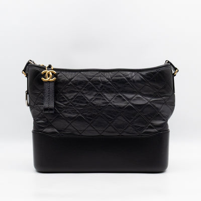 Gabrielle Hobo Medium Black Calfskin Leather