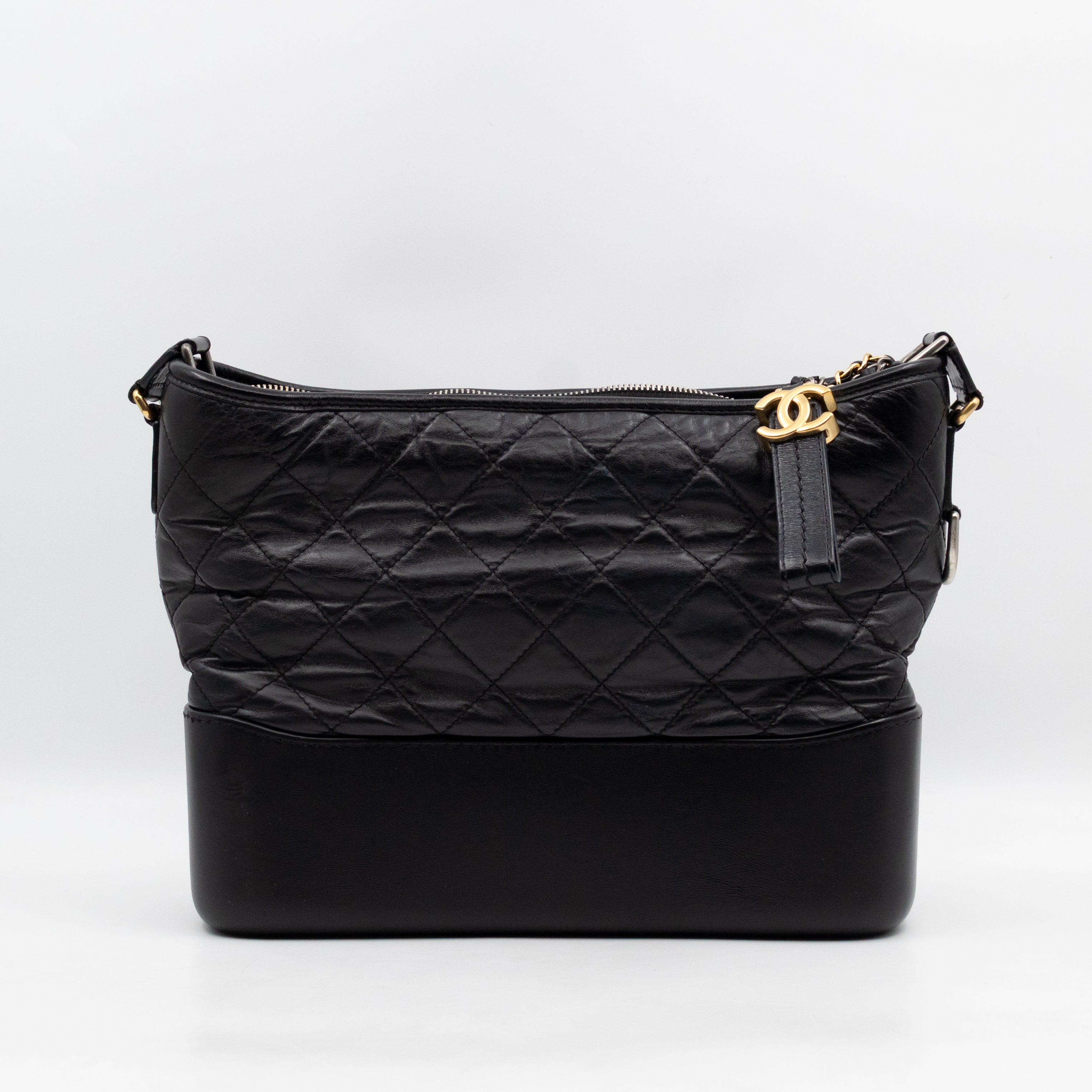 Gabrielle Hobo Medium Black Calfskin Leather