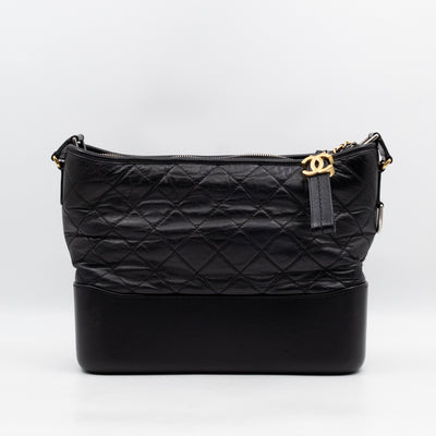 Gabrielle Hobo Medium Black Calfskin Leather