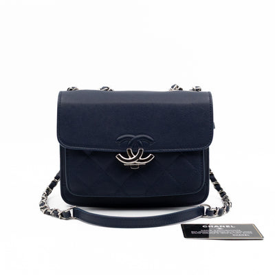 CC Box Flap Bag Blue Leather