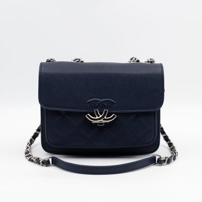 CC Box Flap Bag Blue Leather