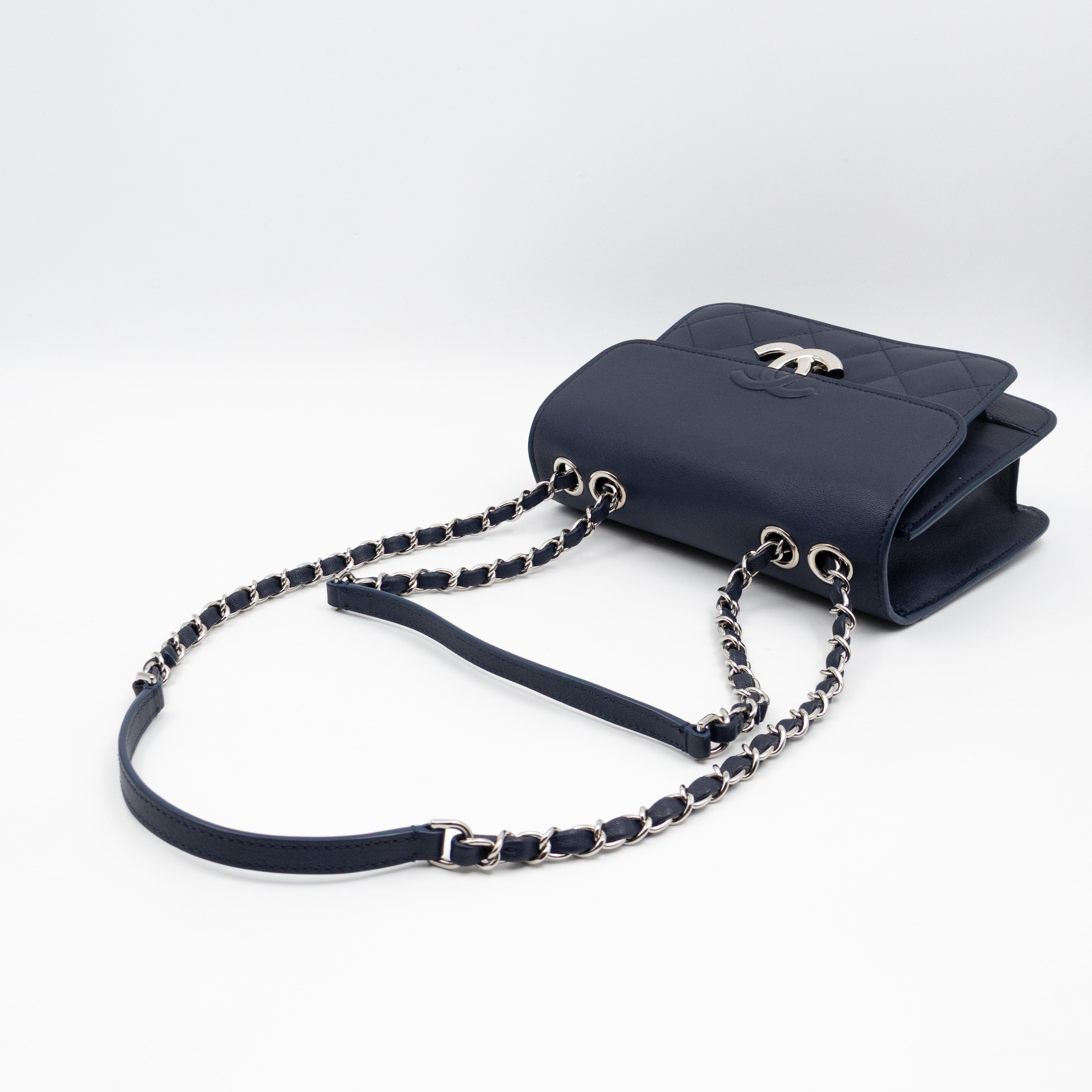 CC Box Flap Bag Blue Leather