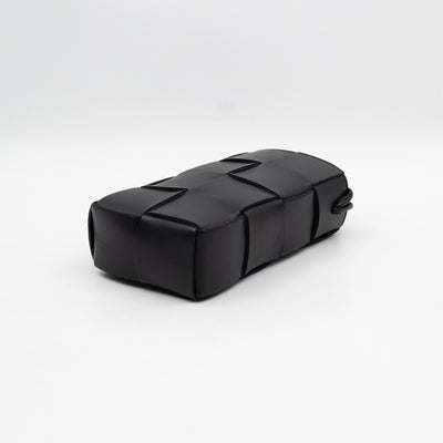 Cassette Phone Pouch Black Maxi Intrecciato Leather