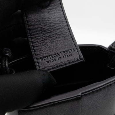 Cassette Phone Pouch Black Maxi Intrecciato Leather