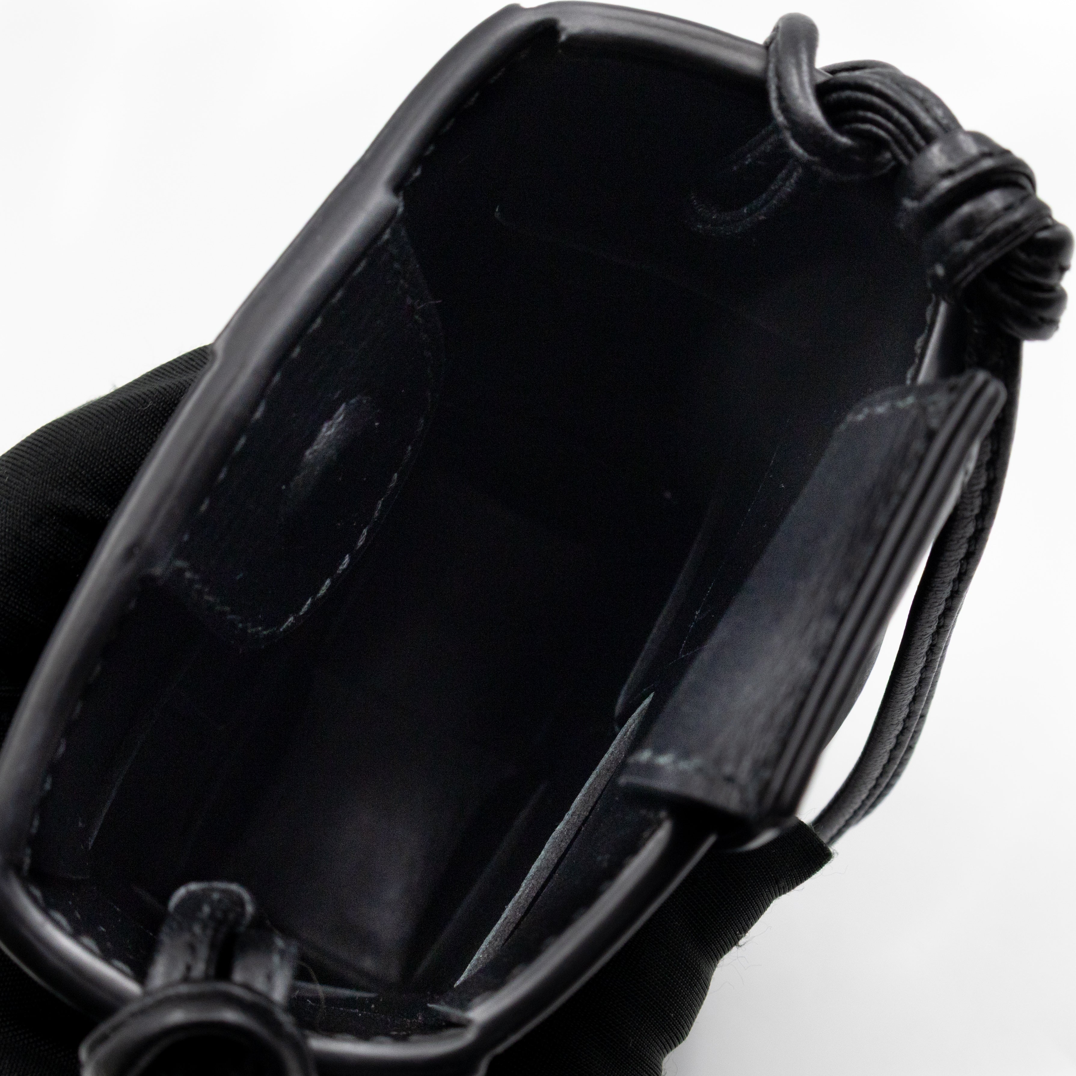 Cassette Phone Pouch Black Maxi Intrecciato Leather