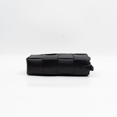 Cassette Phone Pouch Black Maxi Intrecciato Leather