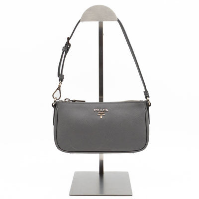 Small Pouch Grey Saffiano Leather