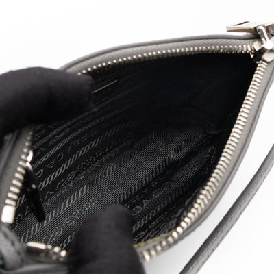 Small Pouch Grey Saffiano Leather
