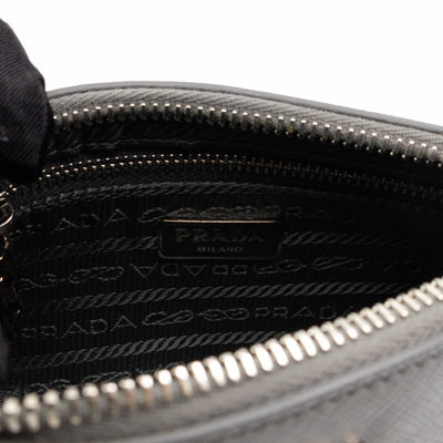 Small Pouch Grey Saffiano Leather