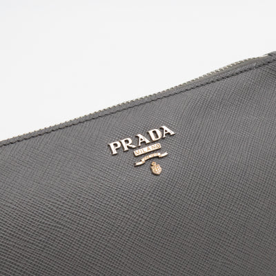 Small Pouch Grey Saffiano Leather