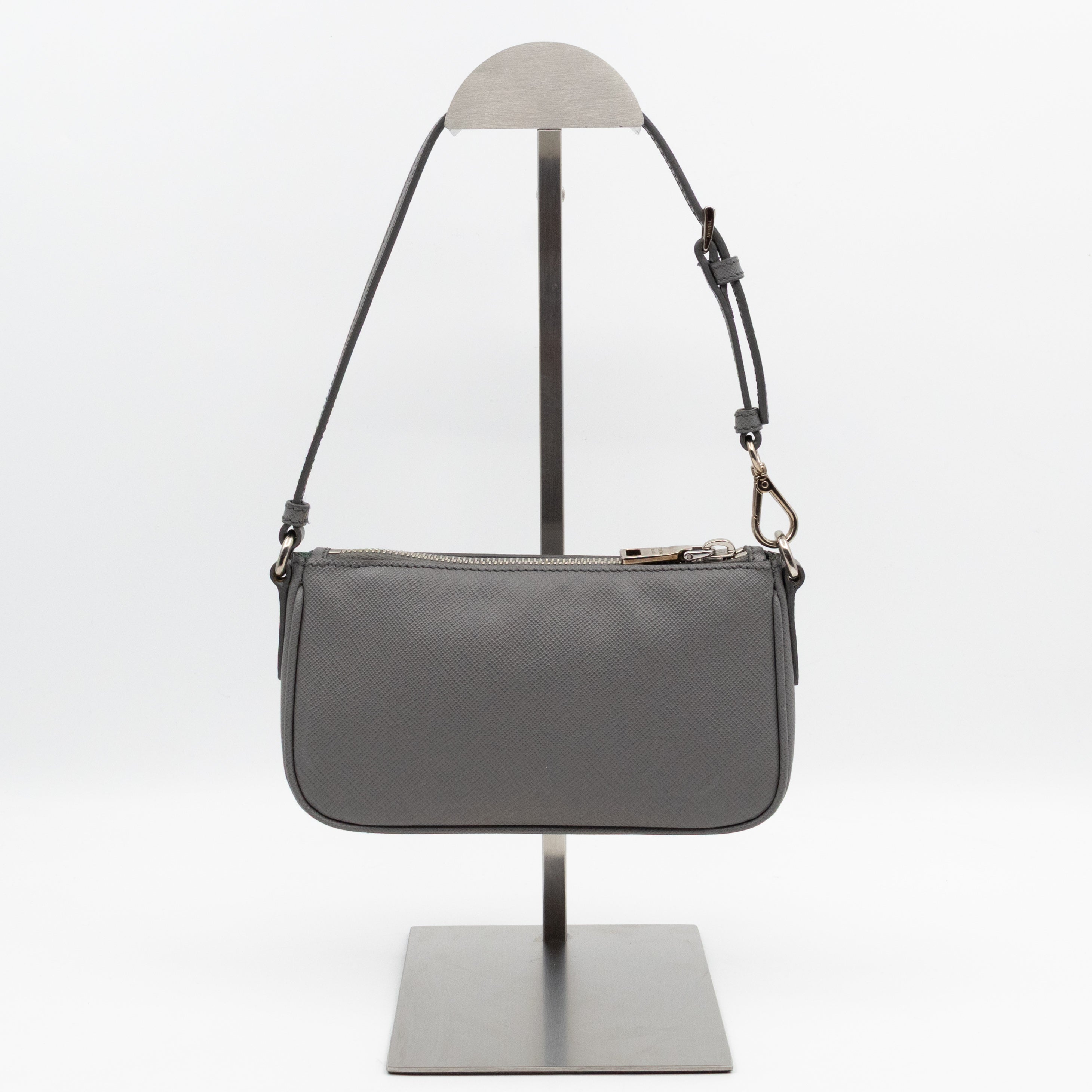 Small Pouch Grey Saffiano Leather