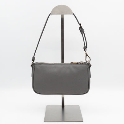 Small Pouch Grey Saffiano Leather