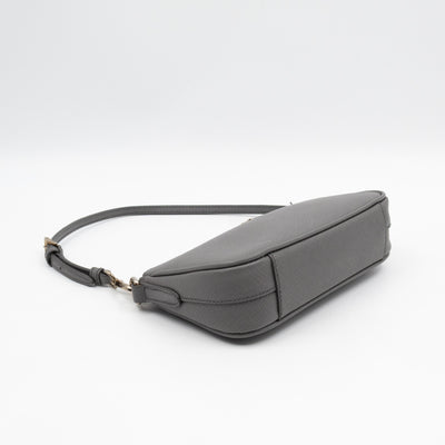 Small Pouch Grey Saffiano Leather
