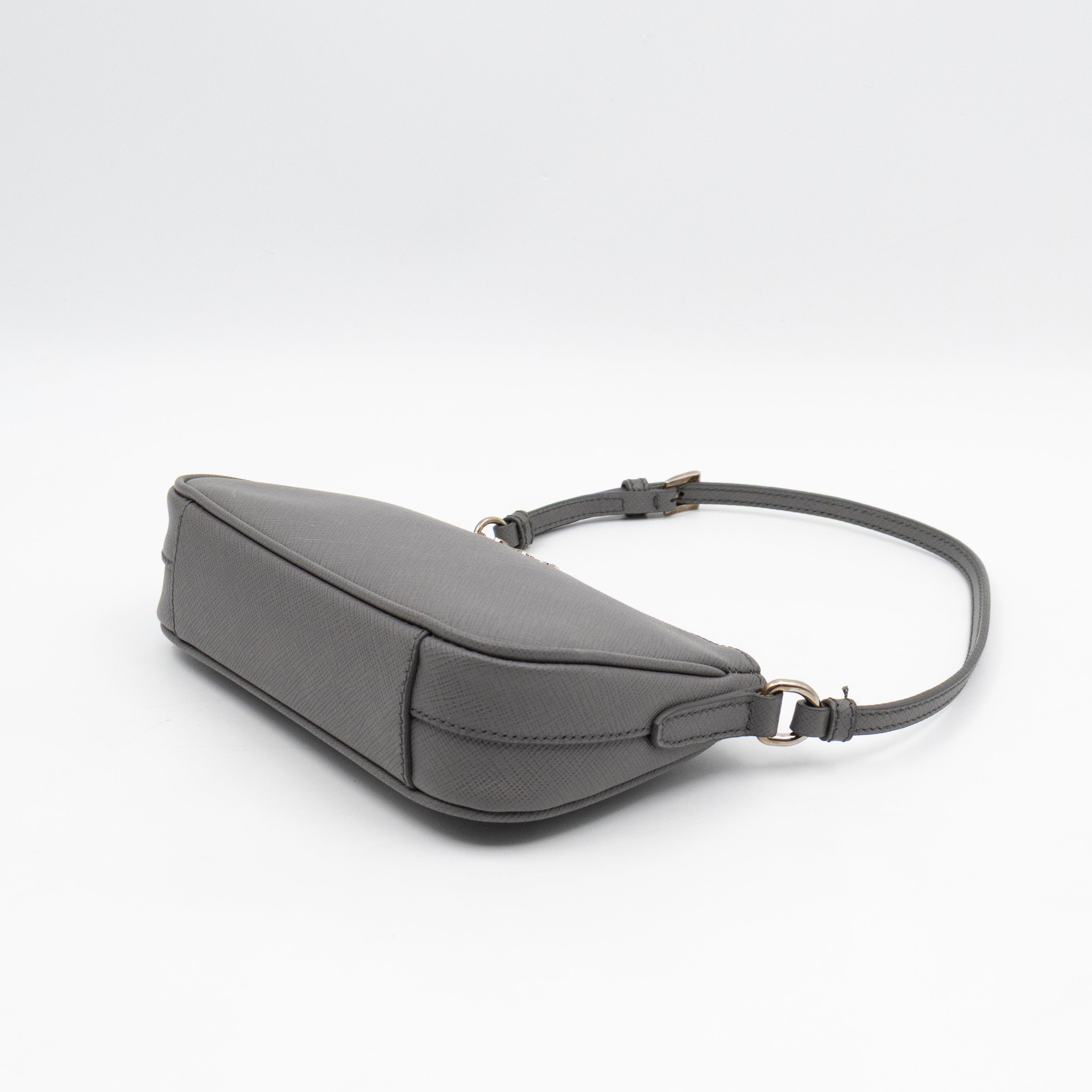 Small Pouch Grey Saffiano Leather