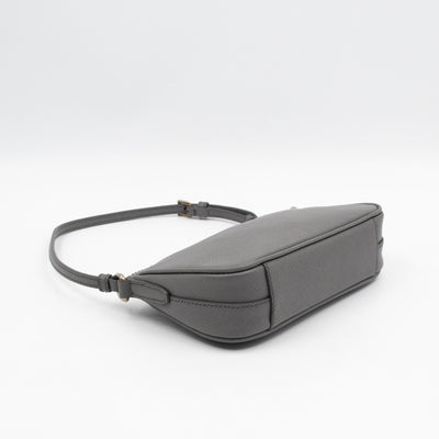 Small Pouch Grey Saffiano Leather