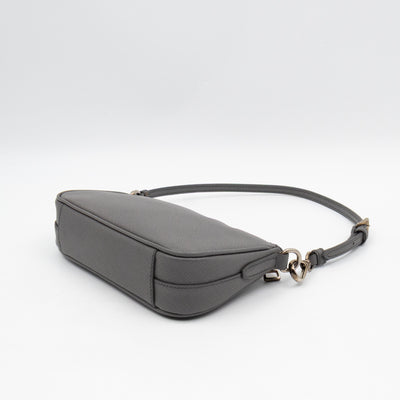 Small Pouch Grey Saffiano Leather