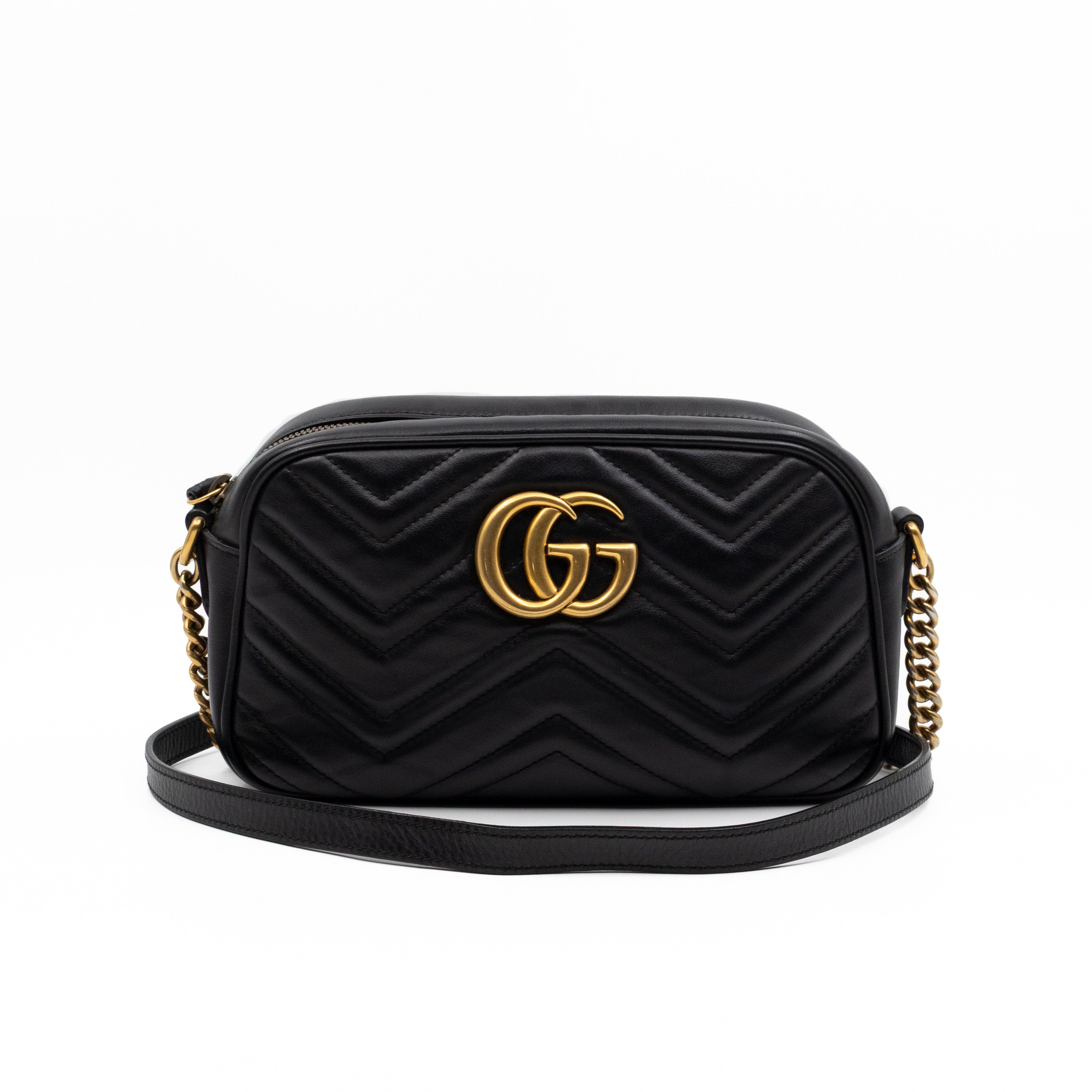 GG Marmont Small Camera Bag Black Leather