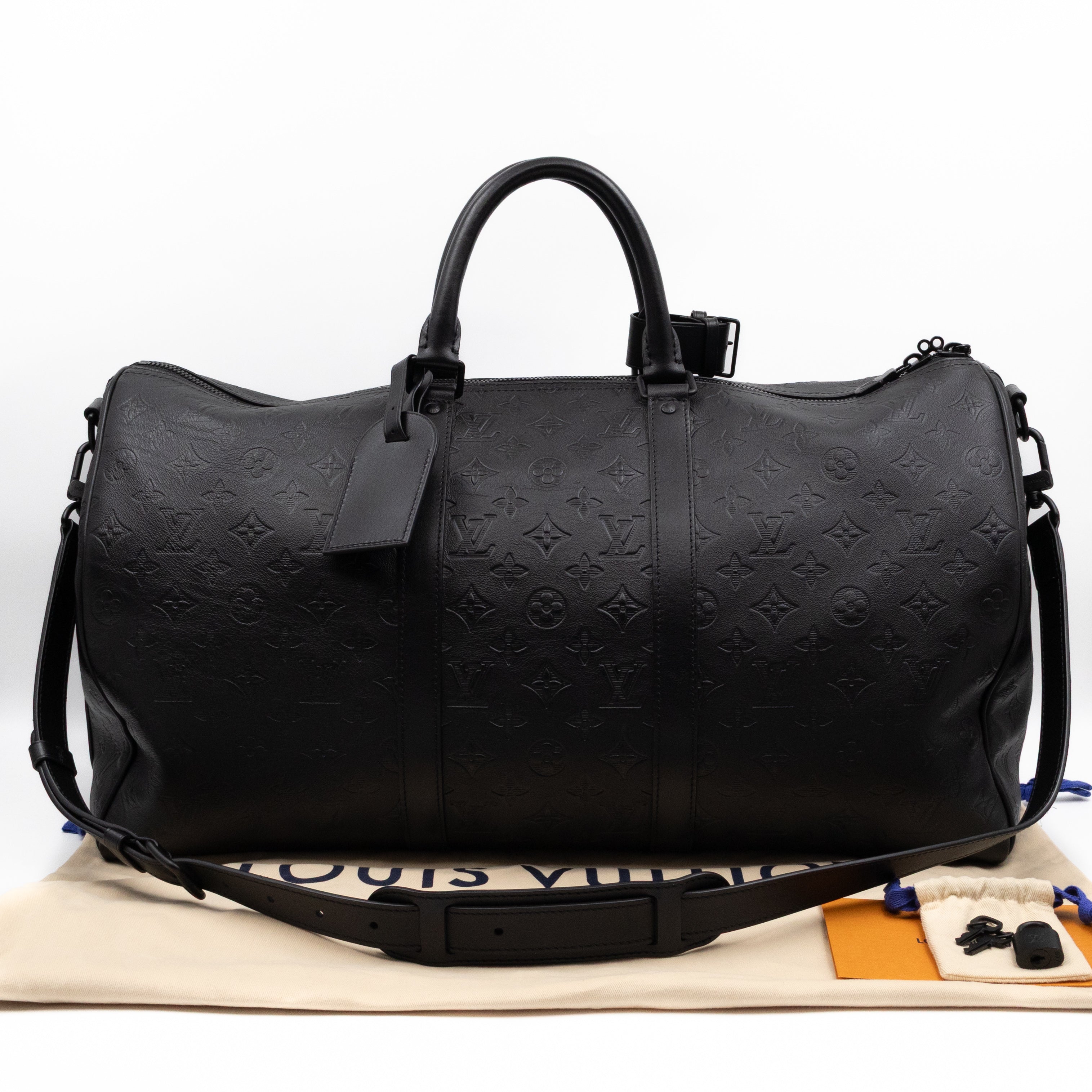 Keepall 50 Bandouliere Black Shadow Leather