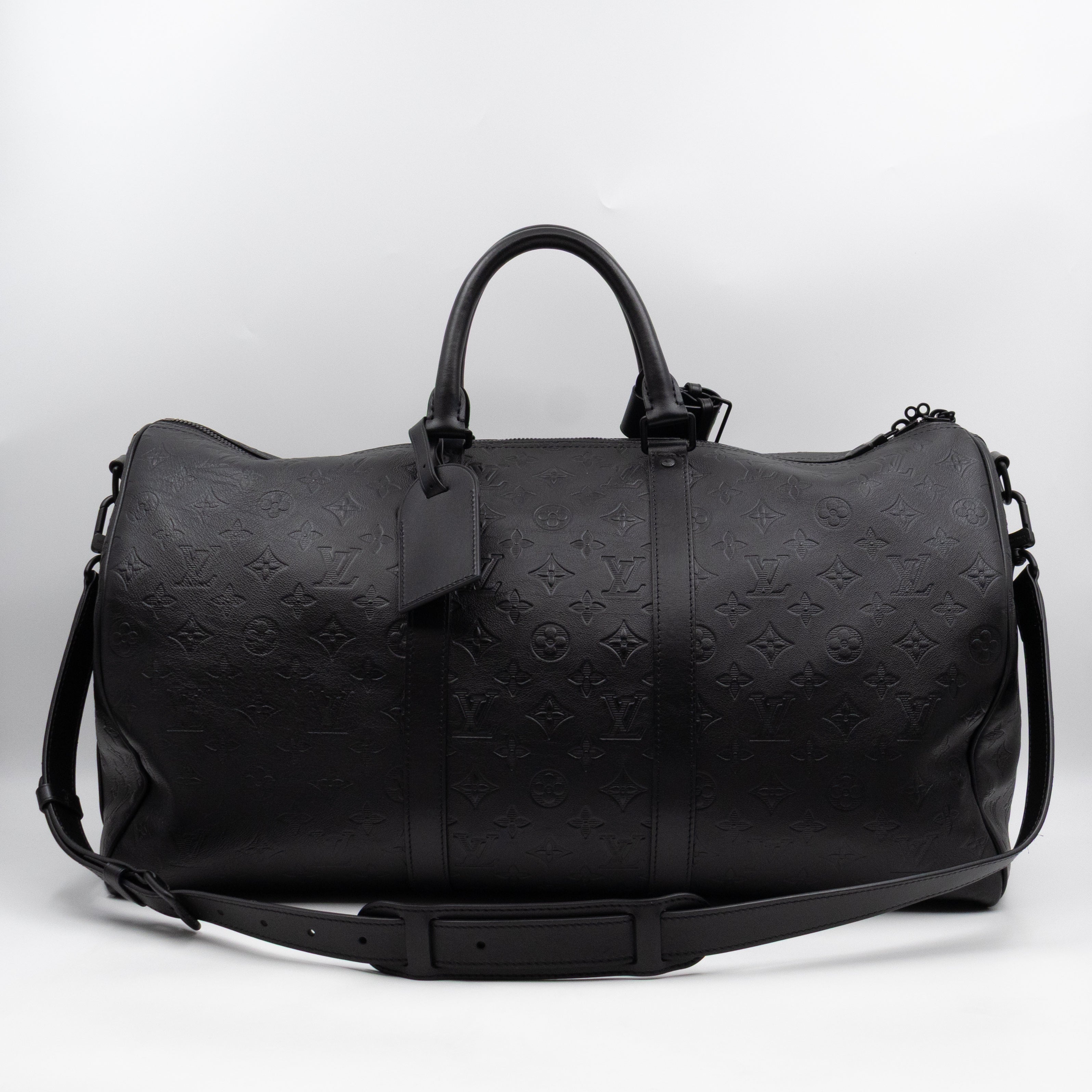 Keepall 50 Bandouliere Black Shadow Leather