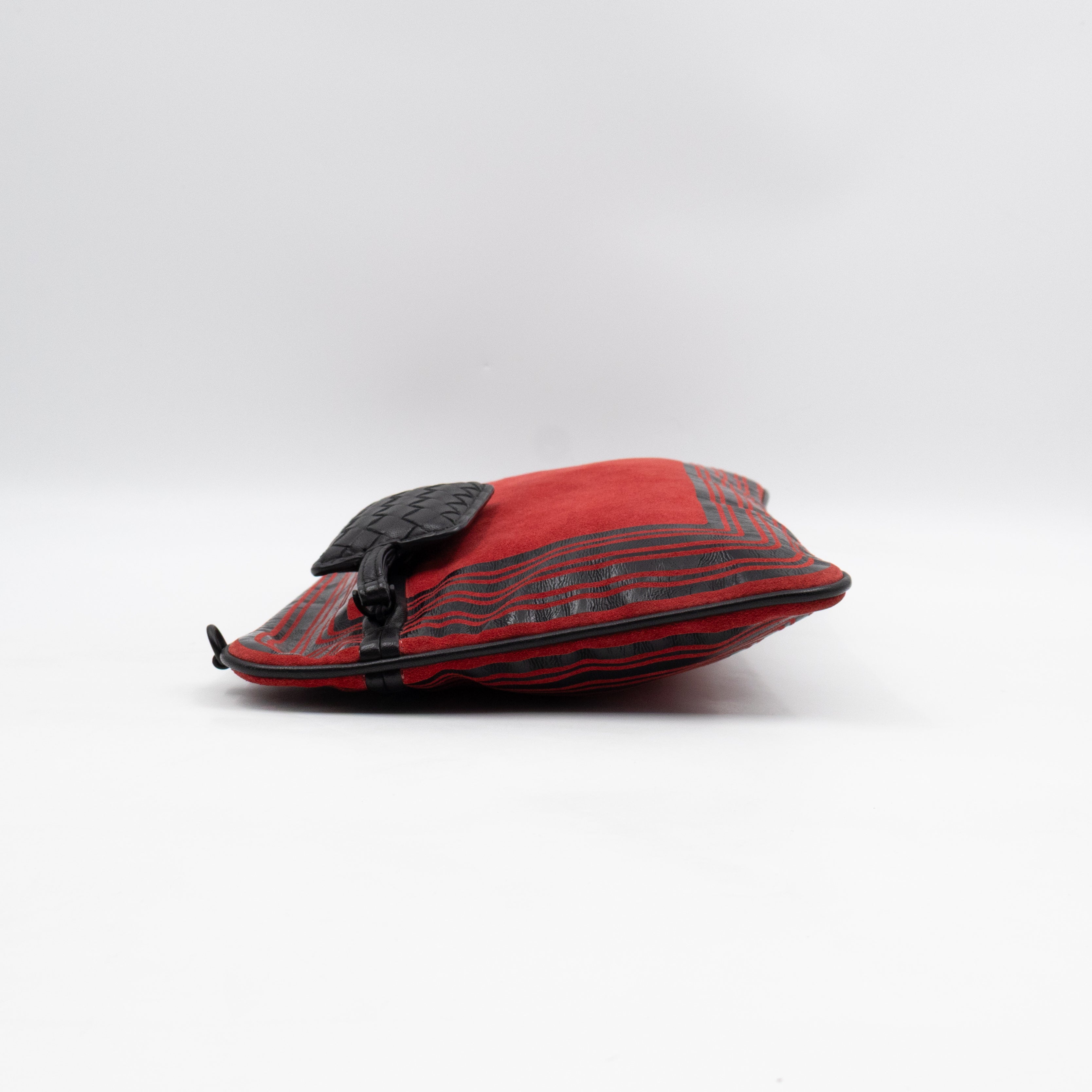 Crossbody Bag Red & Black Suede