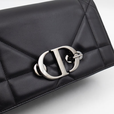 30 Montaigne Top Handle Bag Maxi Cannage Black Leather