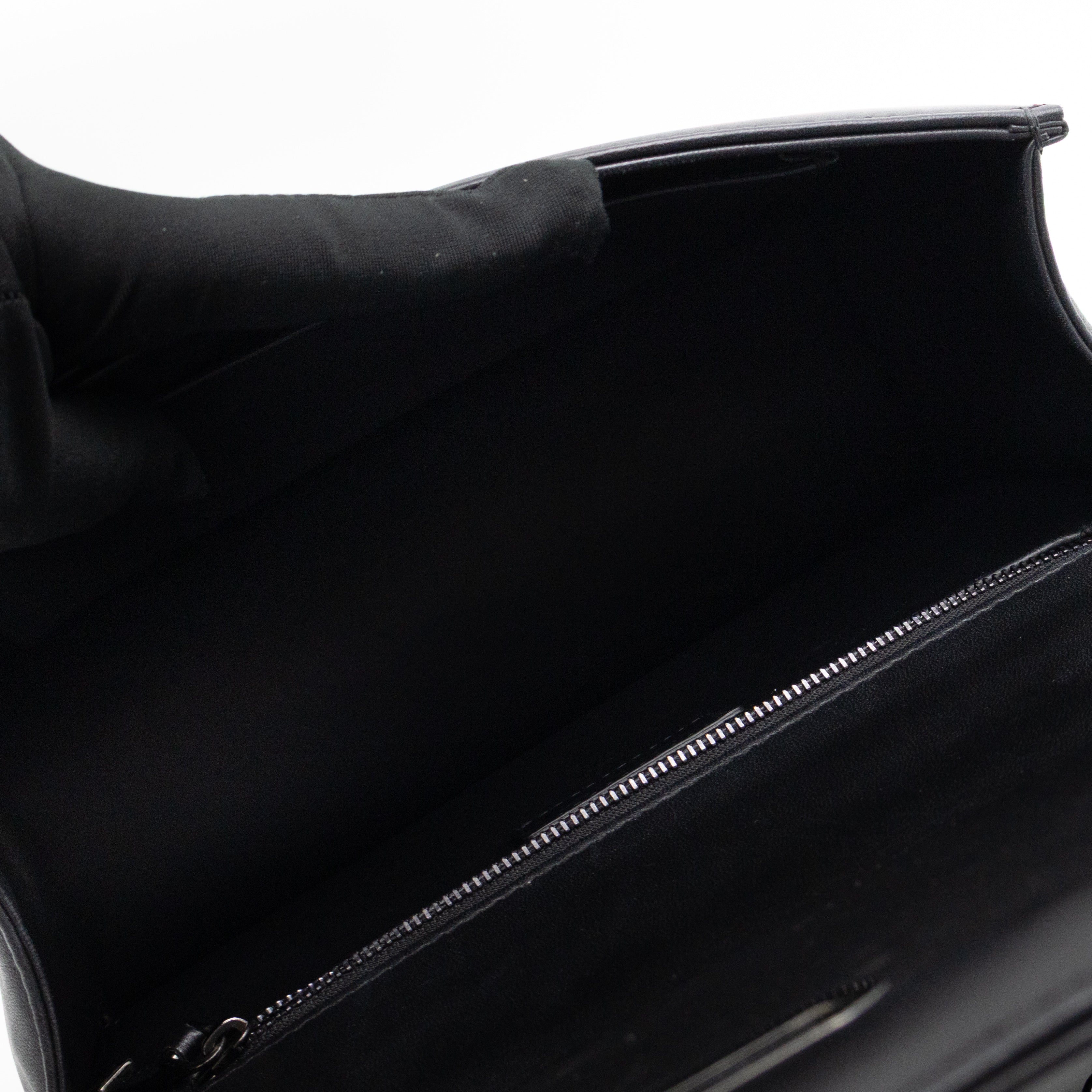 30 Montaigne Top Handle Bag Maxi Cannage Black Leather