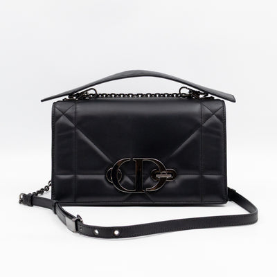 30 Montaigne Top Handle Bag Maxi Cannage Black Leather