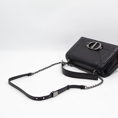 30 Montaigne Top Handle Bag Maxi Cannage Black Leather