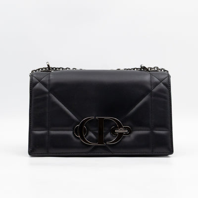 30 Montaigne Top Handle Bag Maxi Cannage Black Leather