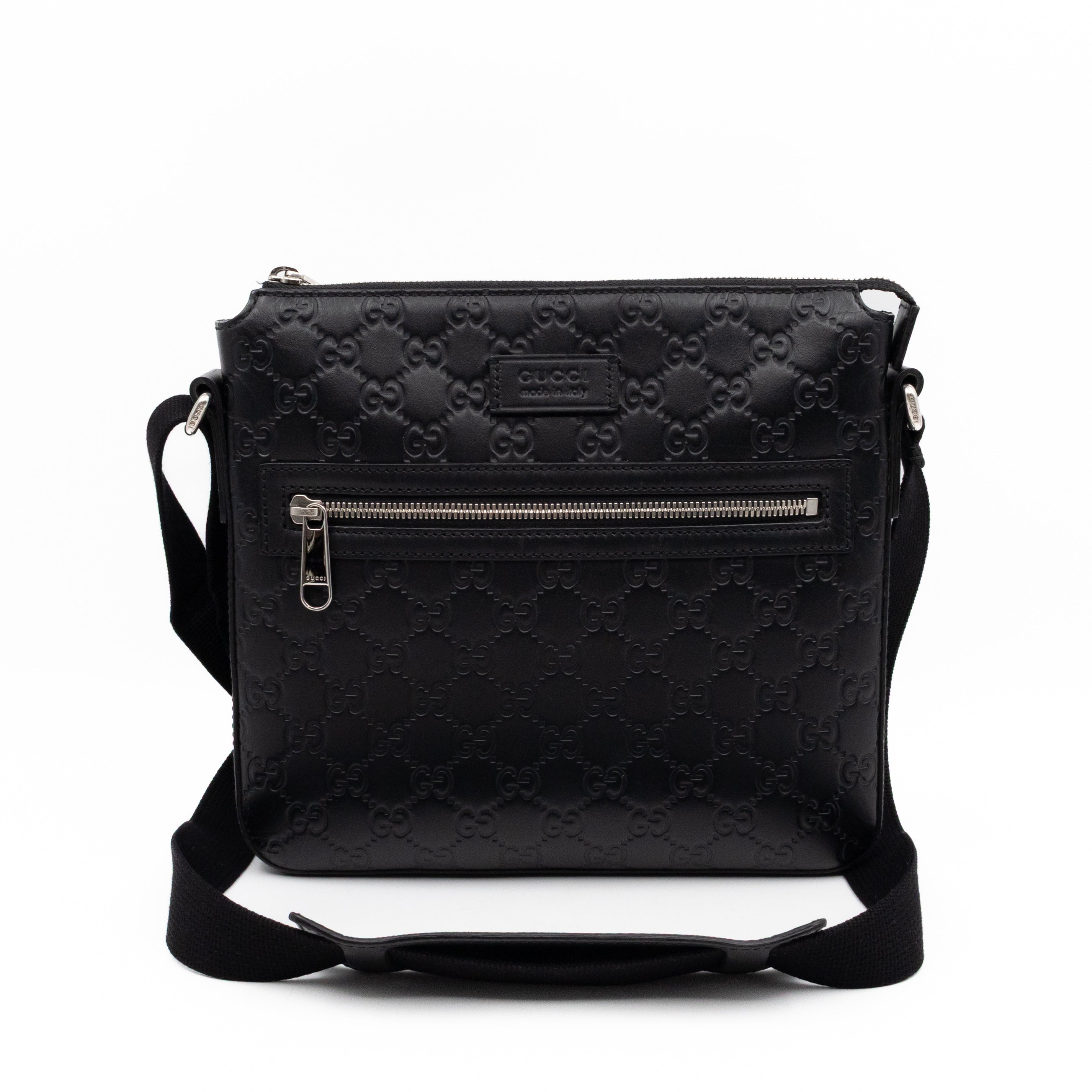 Small Messenger Black Guccissima Leather