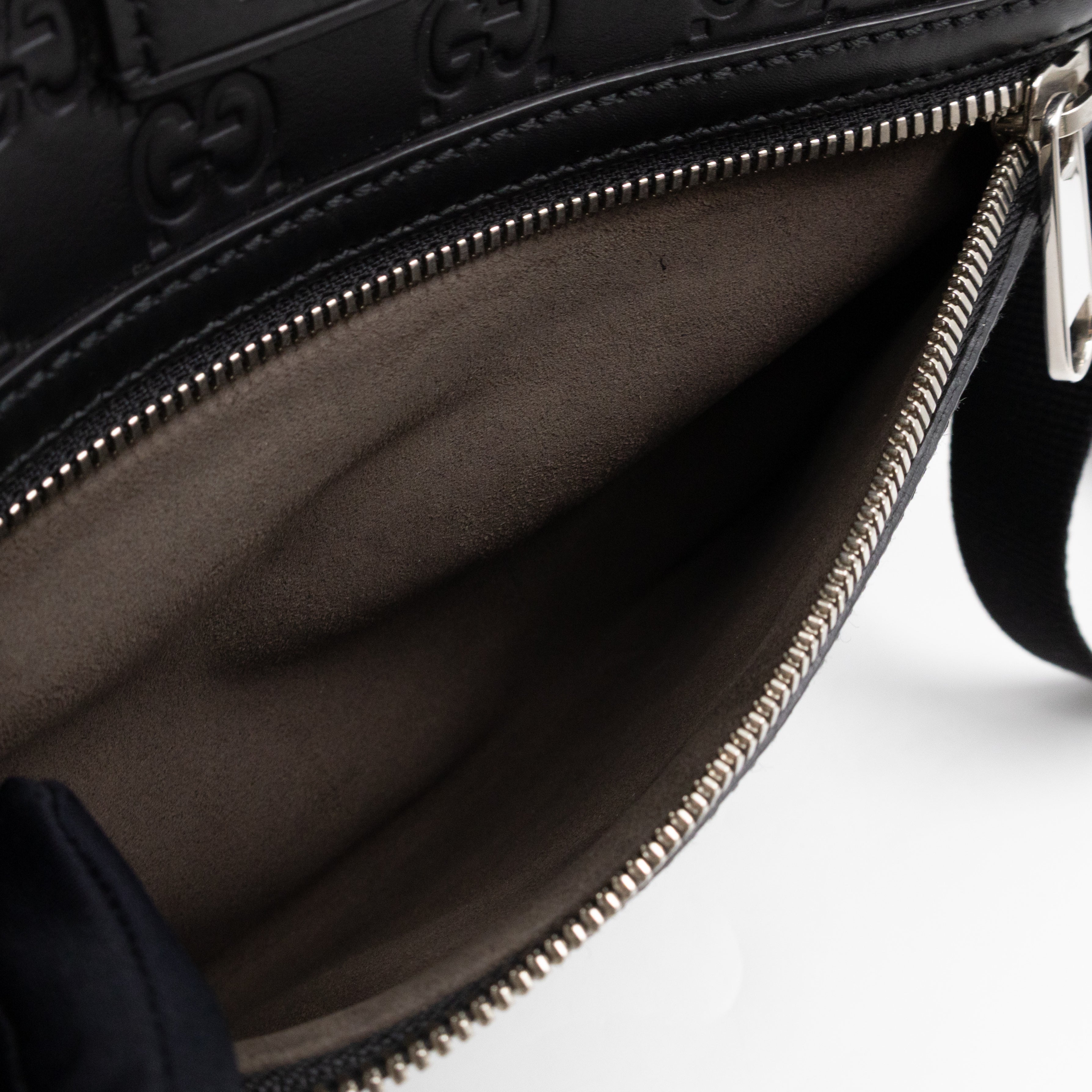 Small Messenger Black Guccissima Leather