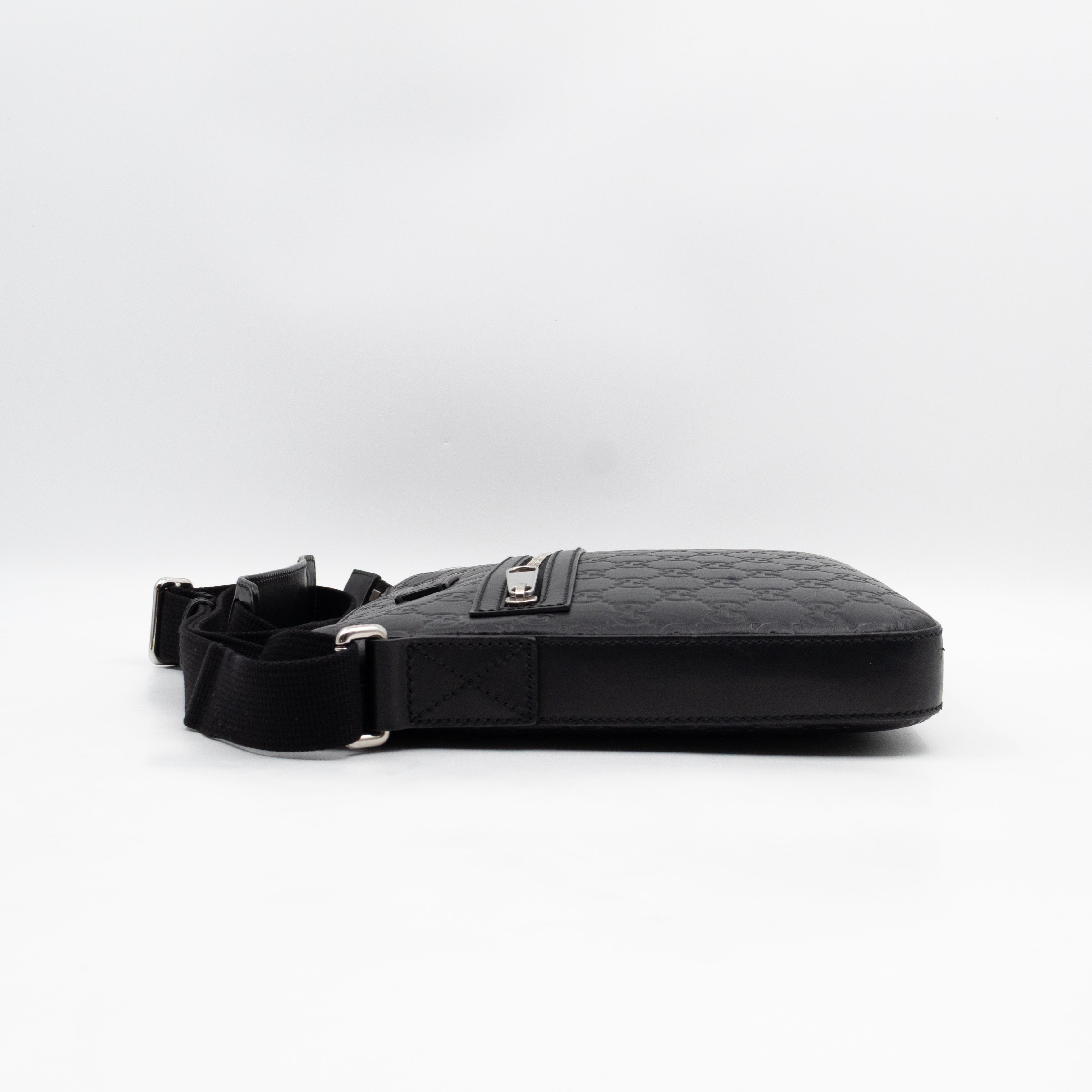 Small Messenger Black Guccissima Leather