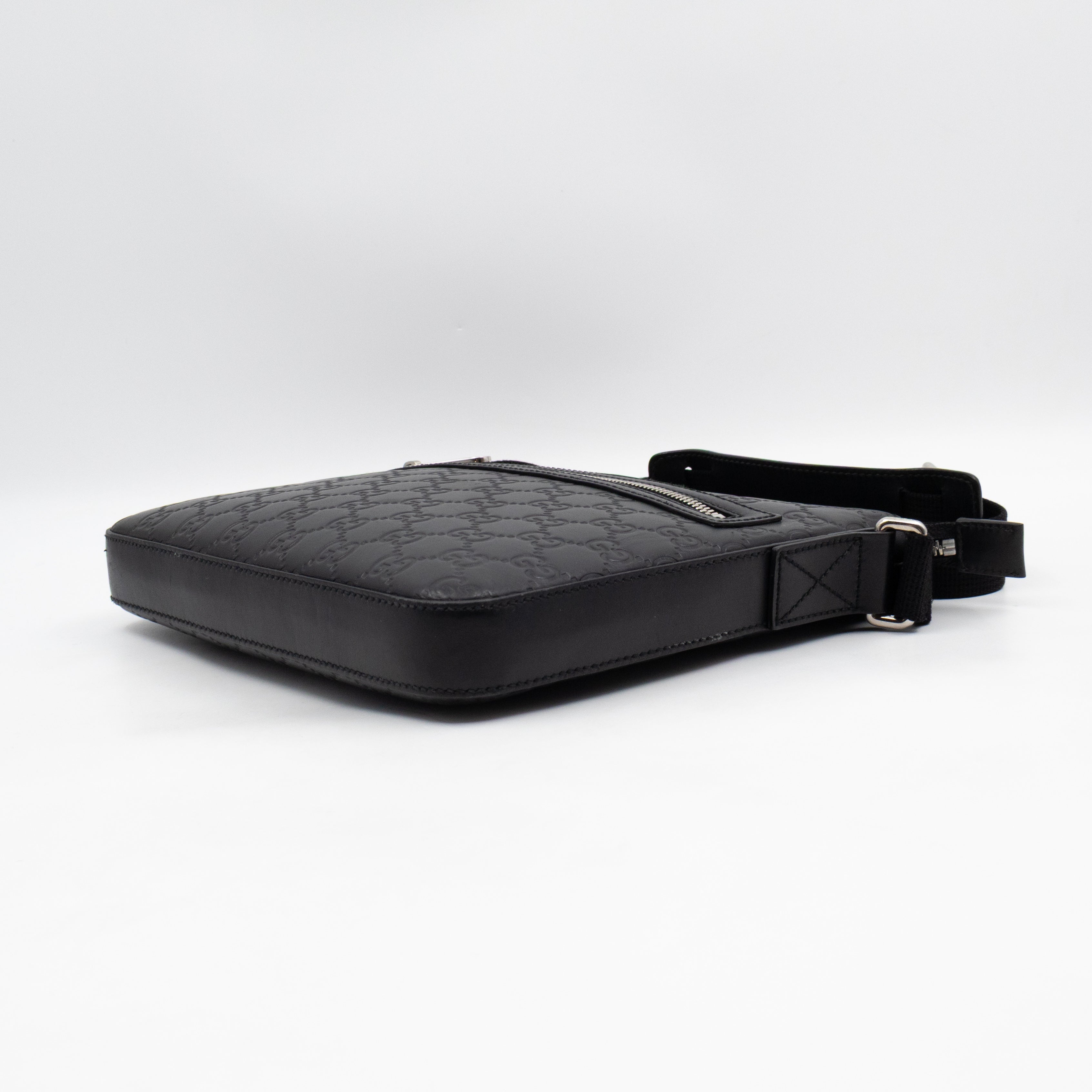 Small Messenger Black Guccissima Leather