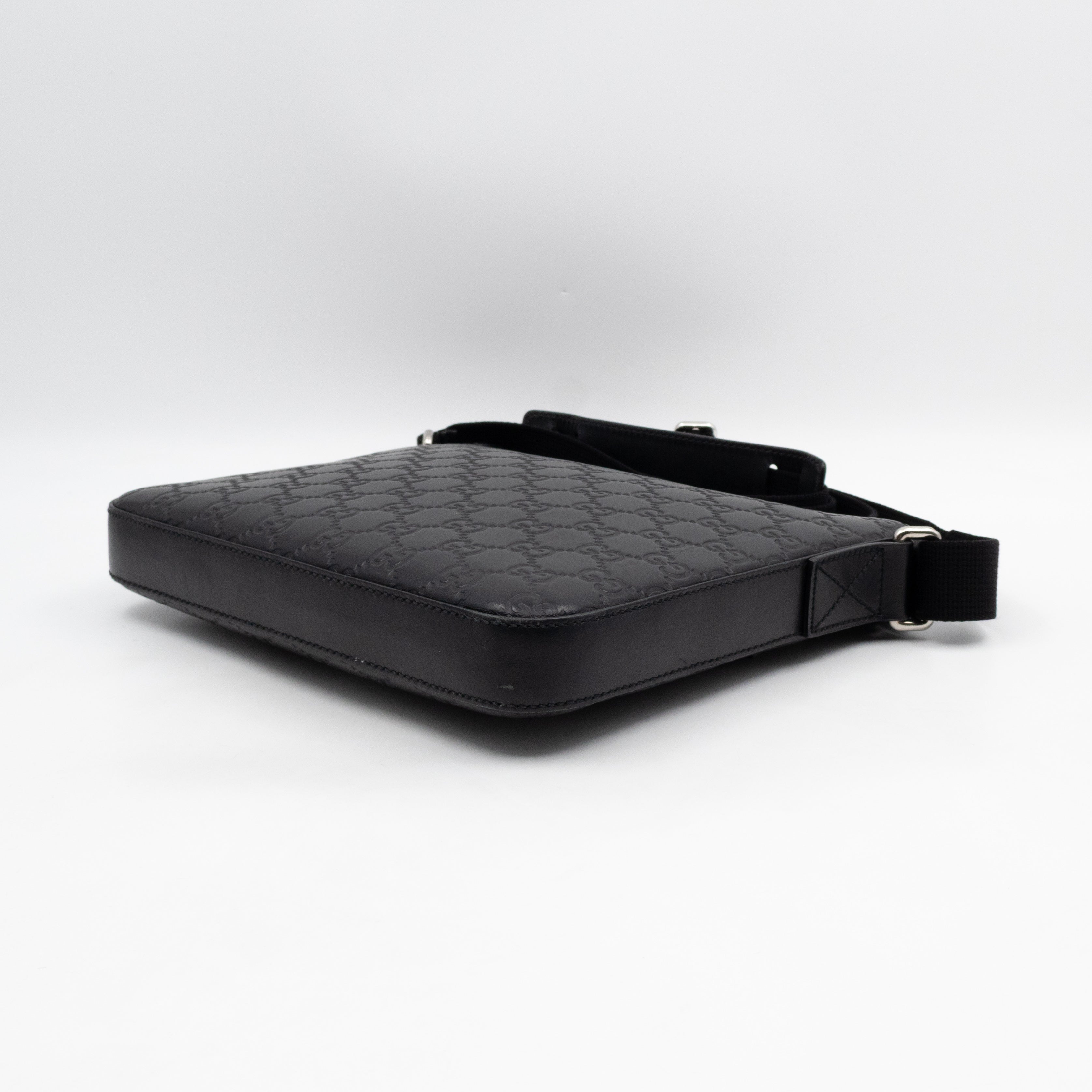 Small Messenger Black Guccissima Leather