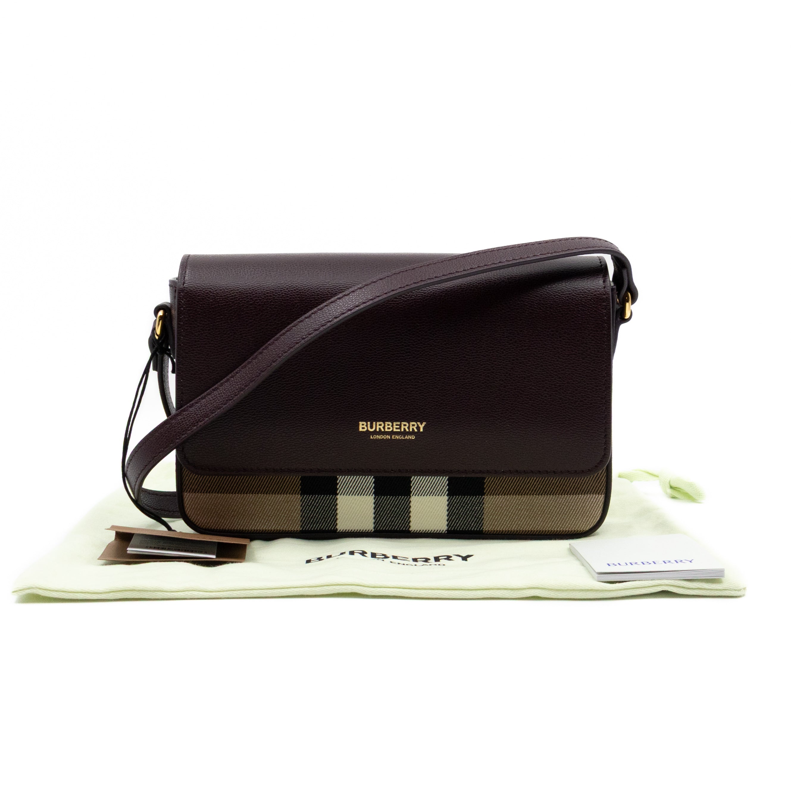 New Hampshire Shoulder Bag Dark Sepia Brown Leather Check