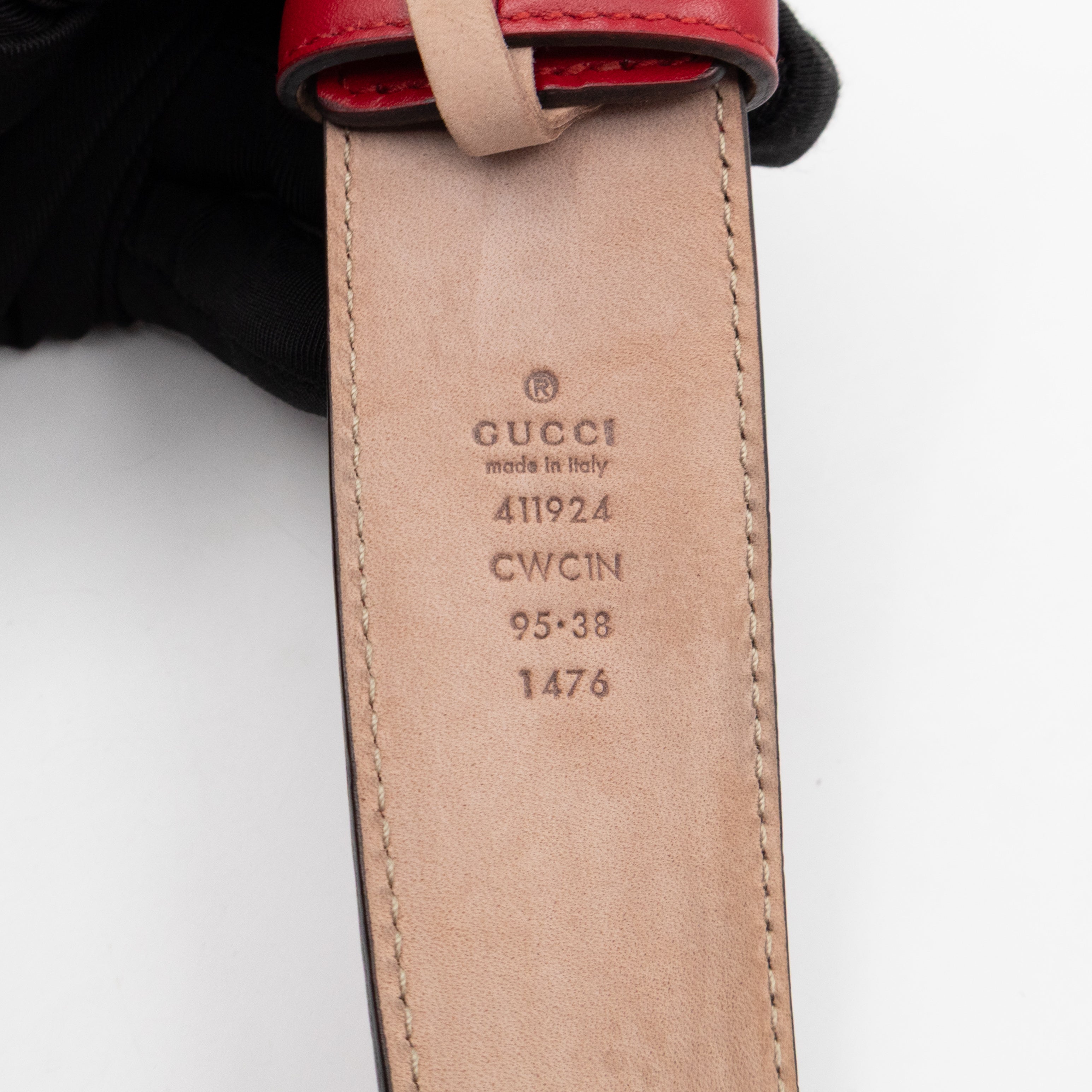 Interlocking G Buckle Belt Red Gucci Signature Leather 95 cm