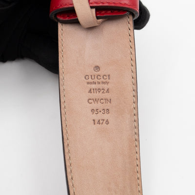 Interlocking G Buckle Belt Red Gucci Signature Leather 95 cm