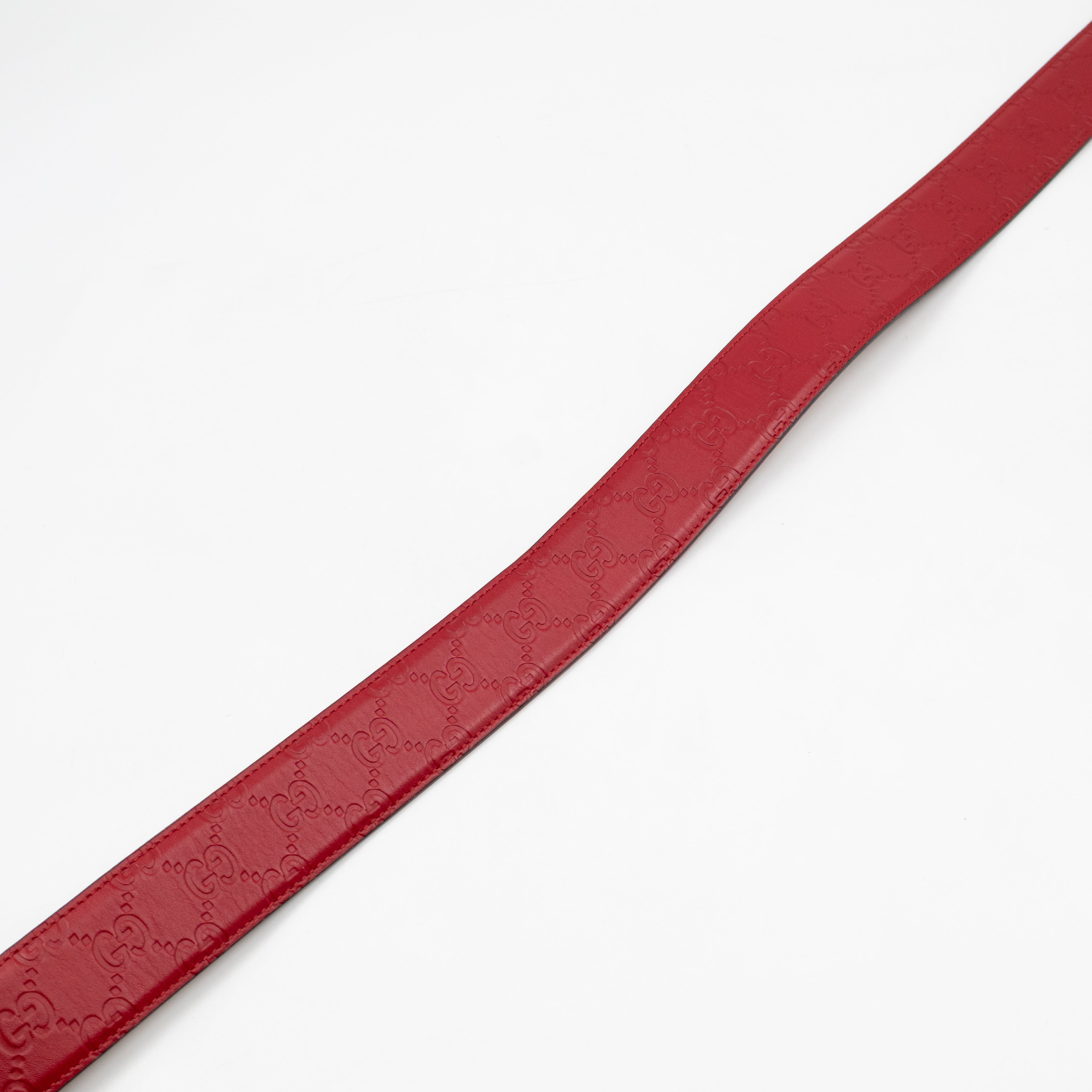 Interlocking G Buckle Belt Red Gucci Signature Leather 95 cm