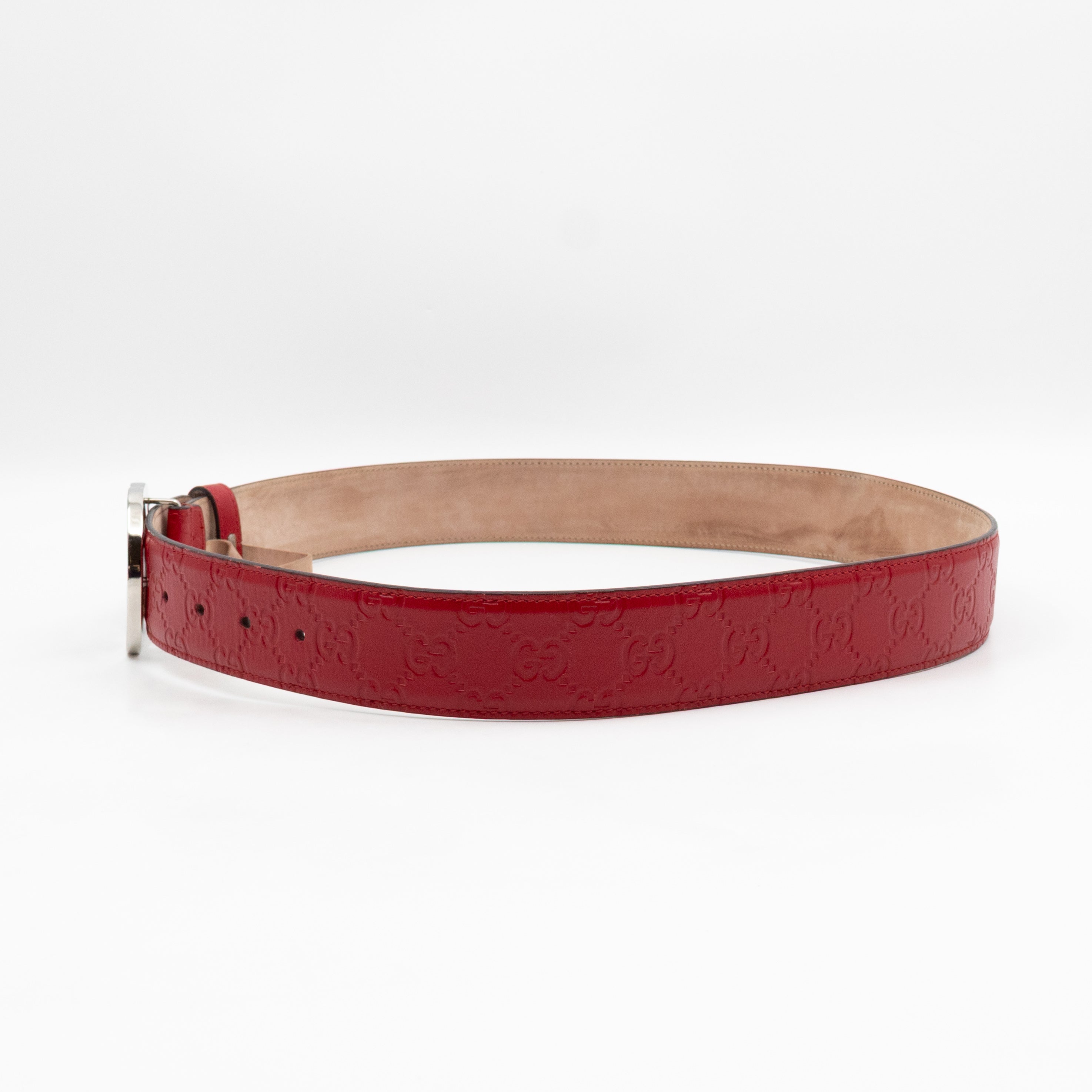 Interlocking G Buckle Belt Red Gucci Signature Leather 95 cm
