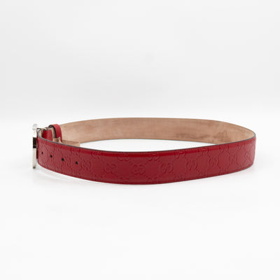 Interlocking G Buckle Belt Red Gucci Signature Leather 95 cm