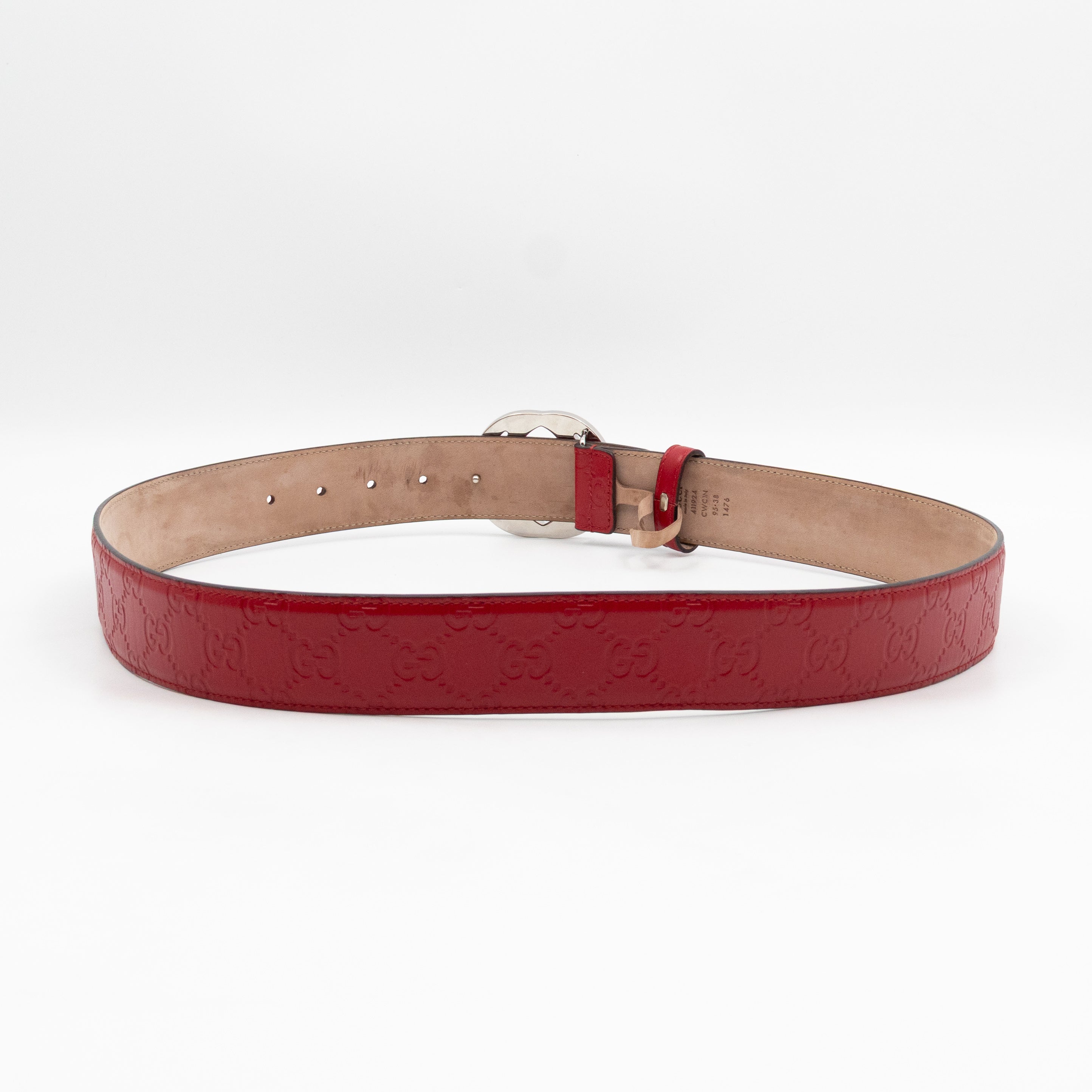 Interlocking G Buckle Belt Red Gucci Signature Leather 95 cm