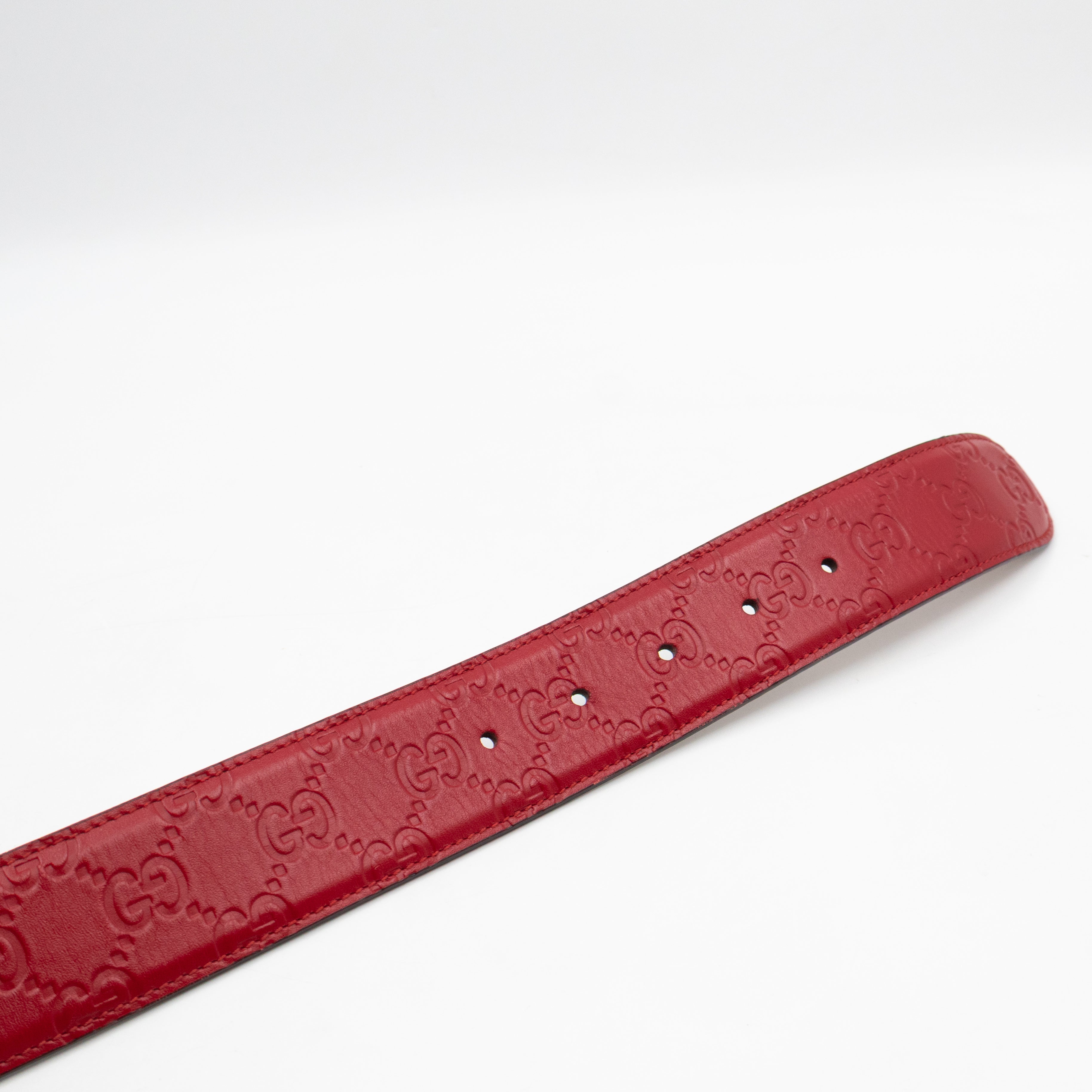 Interlocking G Buckle Belt Red Gucci Signature Leather 95 cm