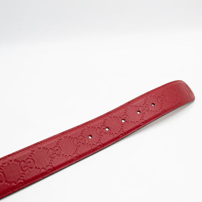 Interlocking G Buckle Belt Red Gucci Signature Leather 95 cm