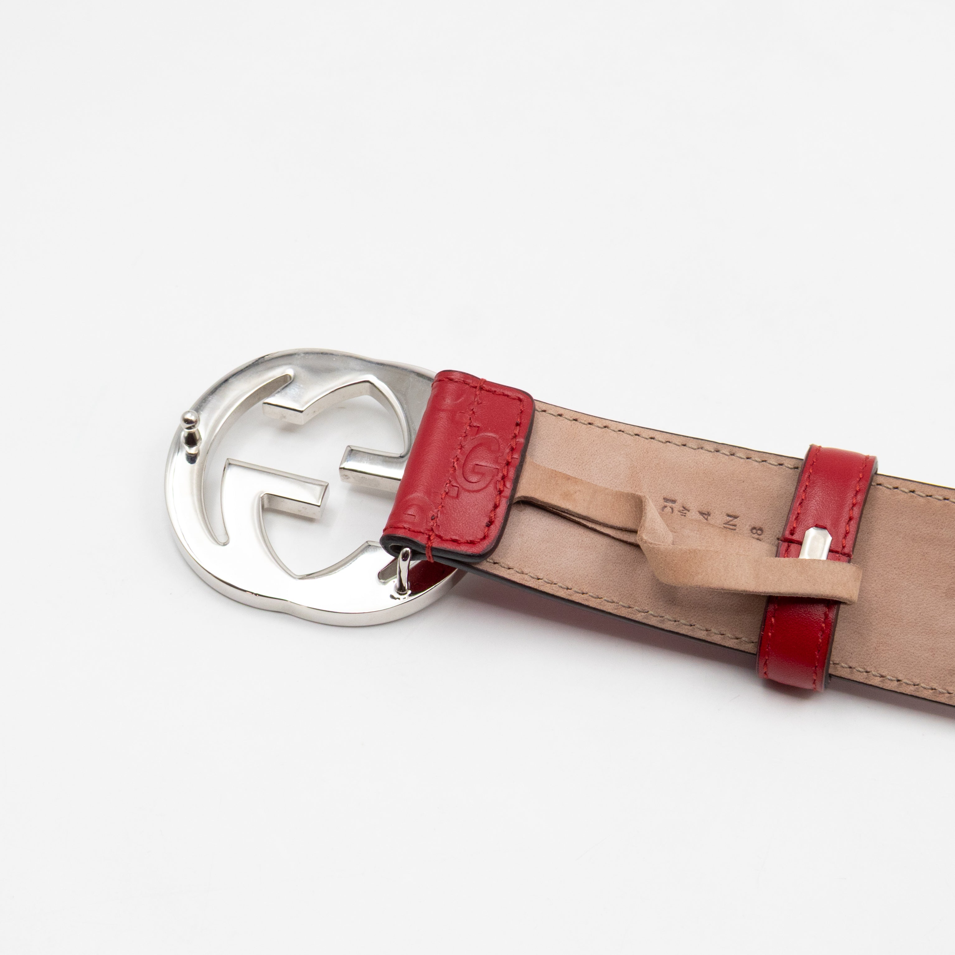 Interlocking G Buckle Belt Red Gucci Signature Leather 95 cm