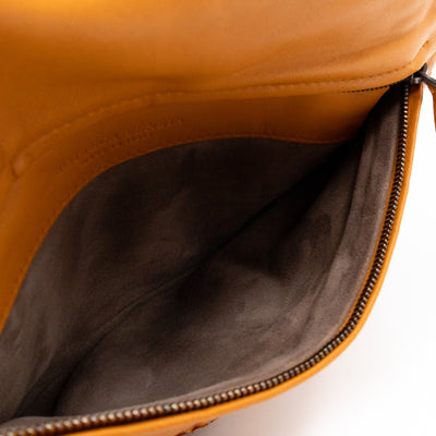 Twist Lock Clutch Intrecciato Orange Snakeskin