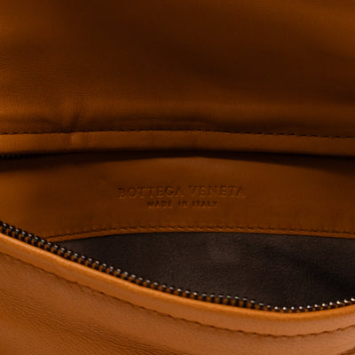 Twist Lock Clutch Intrecciato Orange Snakeskin